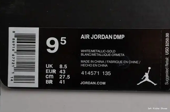 1st Kicks Shoes 13 AIR JORDAN RETRO 414571-135 white 